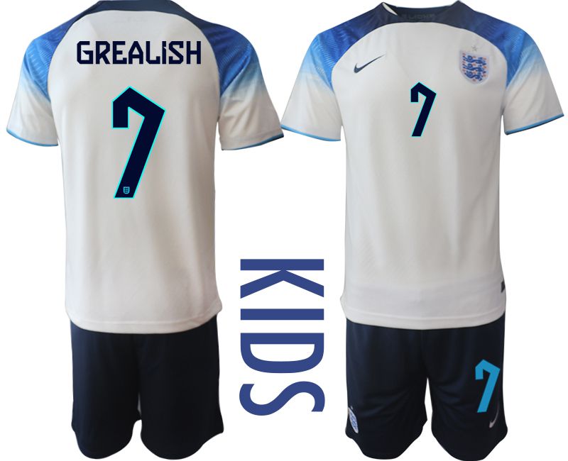 Youth 2022 World Cup National Team England home white #7 Soccer Jerseys